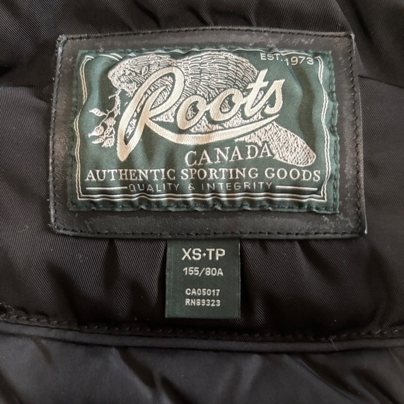 Roots duck down & feather filled bomber jacket with hood black size XS - Picture 3 of 15